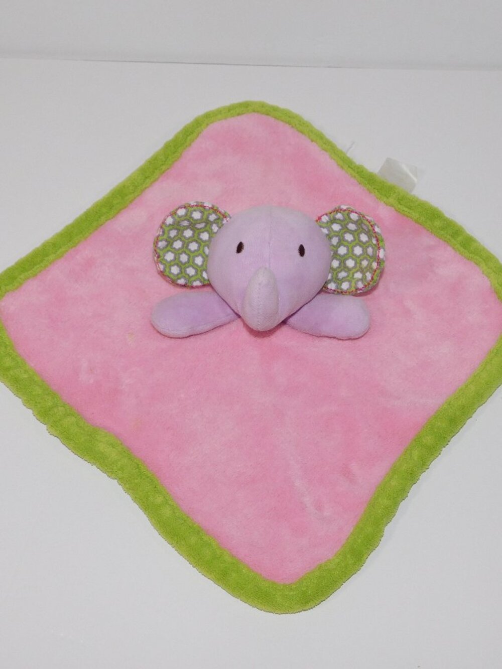 Cuddle Time Pink Purple Green Plush Elephant Security blanket baby lovey nunu